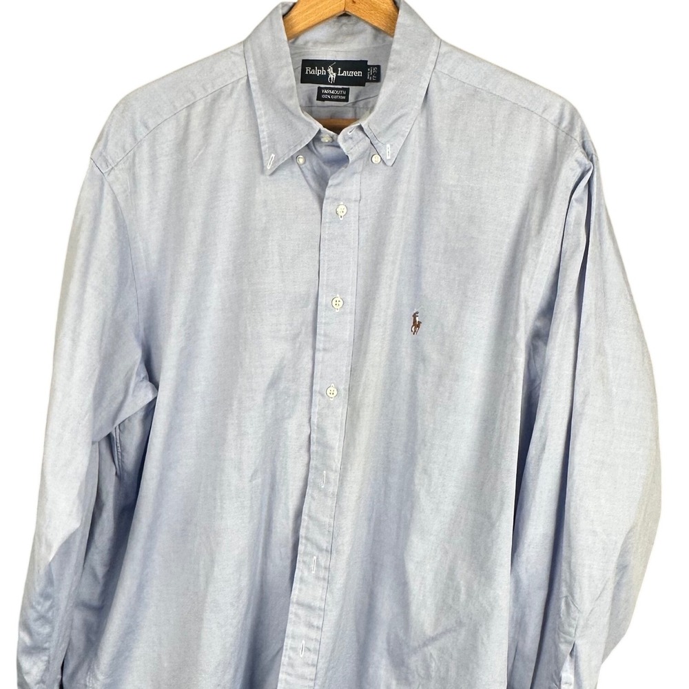 Ralph Lauren Yarmouth Mens Light Blue 100% Cotton Button Down Shirt 17-35